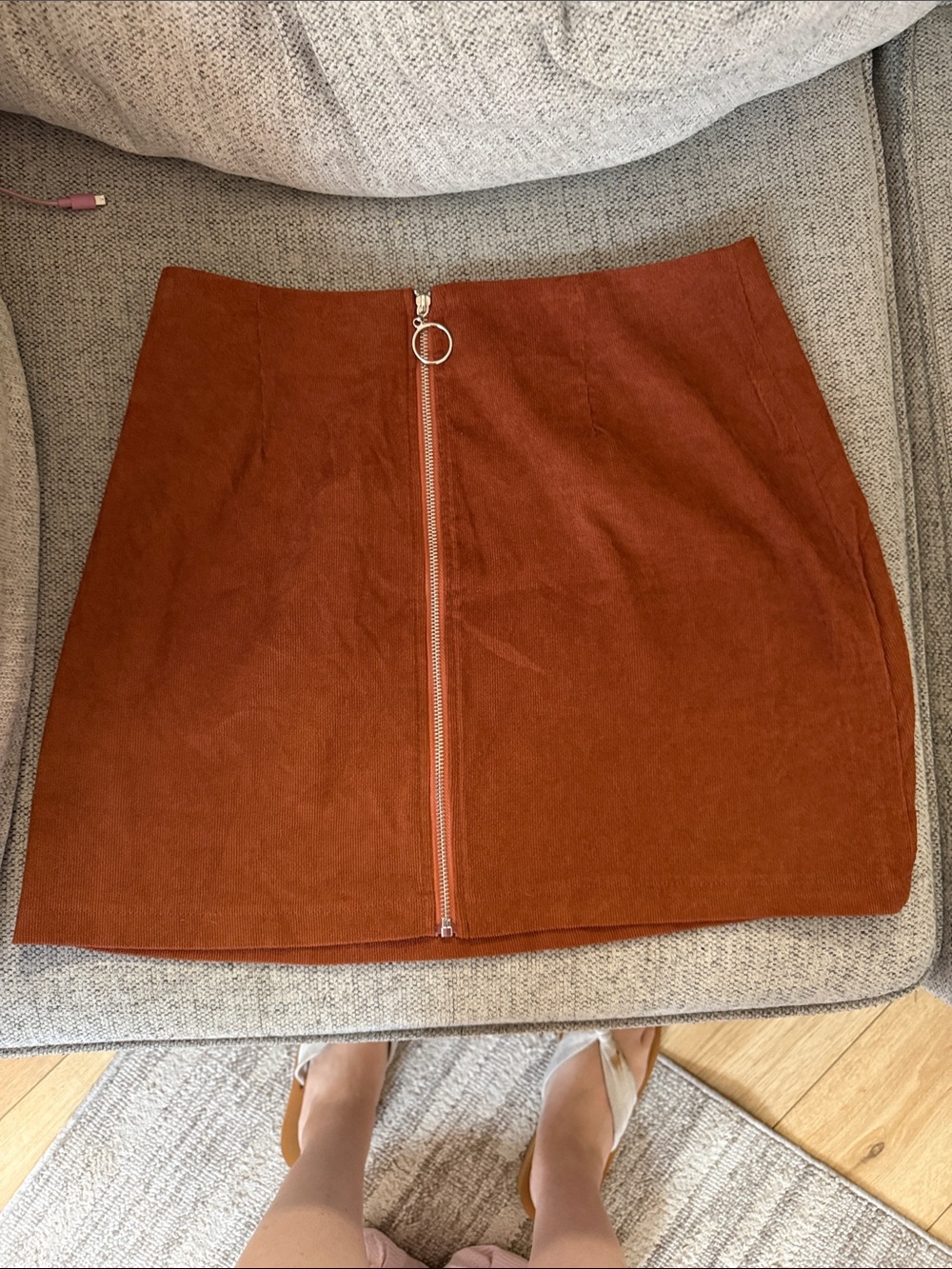 Women's Rust Zip-Front Mini Skirt